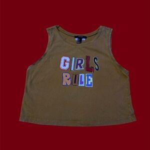 Reworked Girls Rule Tan Sleeveless Top